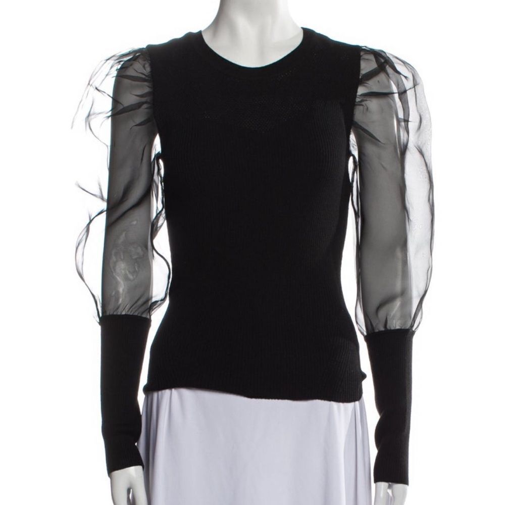 Veronica Beard Sheer sleeve Top